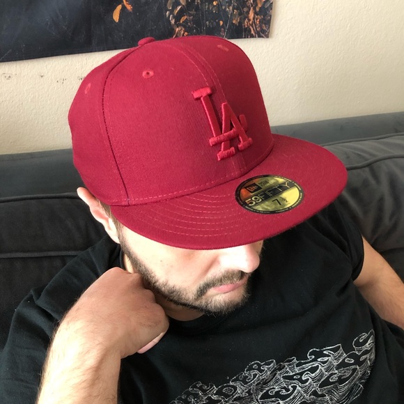burgundy la dodgers hat